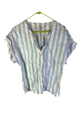L.L. Bean  Linen Striped Boxy Shirt Top